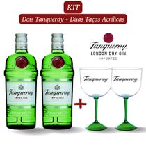 Kit 2 Gin Tanqueray London Dry 750ml com 2 Taças Acrílicas Personalizada Tanqueray