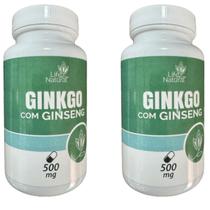 Kit 2 Ginkgo Biloba com Ginseng - Life Natural - 60 Cápsulas Kit 2 Ginkgo Biloba com Ginseng - Life Natural - 60 Cápsulas