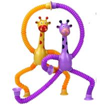 Kit 2 Girafinha Brinquedo Anti Stress Tubular Pop It Ventosa