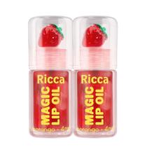 Kit 2 Gloss Magic Lip Oil Morango Ricca Brilho Labial Líquido Hidratante 4ml