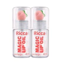 Kit 2 Gloss Magic Lip Oil Pêssego Ricca Brilho Labial Líquido Hidratante 4ml