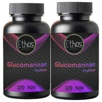 Kit 2 Glucomanann e Psyllim 120 Capsulas 500mg Ethos Nutrition