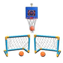 Kit 2 Golzinho Trave Futebol Infantil + Cesta De Basquete + Bola