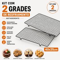 Kit 2 Grades para Resfriar Alimentos Bolos e Biscoitos Antiaderente 40cm x 25cm Kit 2 Grades para Resfriar Alimentos Bolos e Biscoitos Antiaderente 40cm x 25cm