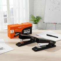Kit 2 Grampeadores Metal Preto Jocar Office 11,5cm 25 Folhas Preto