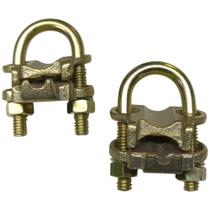 Kit 2 Grampo Conector Gtdu Duplo Aterramento Tipo U para Haste 5/8 até 3/4 Reforçado