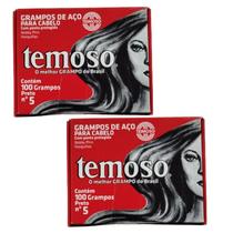 Kit 2 Grampo De Aço Para Cabelos Nº 5 Preto 100Un - Teimoso