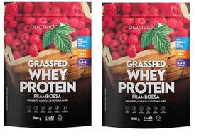 Kit 2 Grassfed Whey Protein Framboesa Em Pó 450 g Puravida