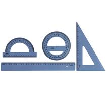 Kit 2 Grau Régua 30cm + Esquadro 60º + Transferidor 180º e 360º New Line Tons Pastel MAXCRIL