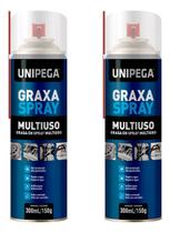 Kit 2 Graxa Spray Lubrificante Anti Ferrugem Unipega 300ml Kit 2 Graxa Spray Lubrificante Anti Ferrugem Unipega 300ml