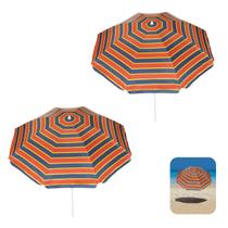 Kit 2 Guarda Sol 1,8m Aço Sombreiro Ipanema Praia Piscina Camping Vermelho - Tobee