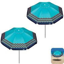 Kit 2 Guarda Sol 2,5m Articulado Alumínio Sombreiro Ibiza Praia Piscina Camping Turquesa - Tobee