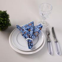 Kit 2 Guardanapos de Tecido Estampado Allegra 2 Peças 35cm x 35cm 100% Poliéster - Azulejo