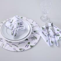 Kit 2 Guardanapos de Tecido Estampado Allegra 2 Peças 35cm x 35cm 100% Poliéster - Lavanda