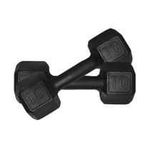 Kit 2 Halter Sextavado Pintado 10Kg Academia Treino Ferro Kit 2 Halter Sextavado Pintado 10Kg Academia Treino Ferro