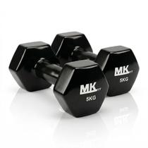 Kit 2 Halteres 5Kg Musculação Acabamento Emborrachado Sextavado