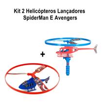 Kit 2 Helicópteros Lançadores Infantil Spider-Man E Avengers