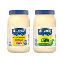 Kit 2 Hellmann's maioneses: Limão, Tradicional e Aioli. Feitas com ovos caipiras, pote de 500g