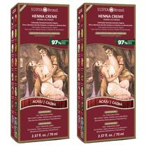 Kit 2 Hennas em Creme Natural - Cor Acaju - 70ml - Surya Brasil