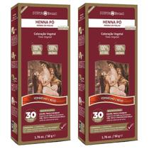 Kit 2 Hennas Em Pó Natural Vermelho 50g Surya Brasil Coloração Vegetal Sem Amônia Vegana Kit 2 Hennas Em Pó Natural Vermelho 50g Surya Brasil Coloração Vegetal Sem Amônia Vegana