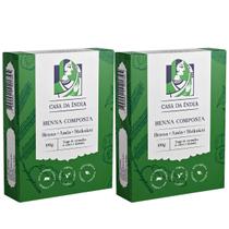 Kit 2 Hennas Indiana Composta Herbal para os Cabelos, 100g cada, Casa da India, Coloração Ruivo (Tipo Laranjinha)