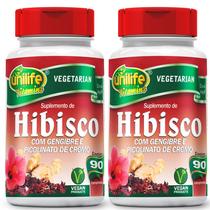 Kit 2 hibisco gengibre picolinato de cromo 90 comp unilife Kit 2 hibisco gengibre picolinato de cromo 90 comp unilife