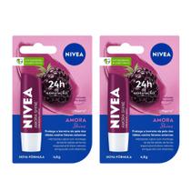 Kit 2 Hidratante Labial Nivea Amora Shine 4,8g Kit 2 Hidratante Labial Nivea Amora Shine 4,8g
