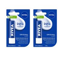 Kit 2 Hidratante Labial Nivea Original Care 4,8g