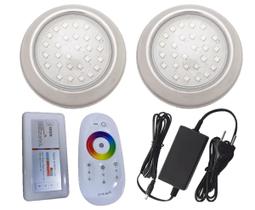 Kit 2 Hiper Led 15W Inox 316 RGB + Fonte 3A + Controle Touch - Brustec