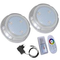 Kit 2 Hiper Led 6W RGB Policarbonato + Controle e Fonte 1A