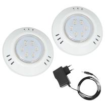 Kit 2 Hiper Led 9W Azul Abs Piscina E Fonte 2A