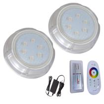Kit 2 Hiper LED Piscina 9W RGB Policarbonato Alvenaria