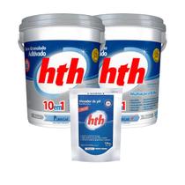Kit 2 hth 10 em 1 + elevador de ph p/ higienização e manutenção