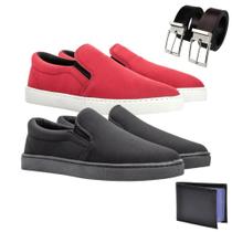 Kit 2 Iate Slip On Casual Masculino +Carteira +Cinto Preto Kit 2 Iate Slip On Casual Masculino +Carteira +Cinto Preto