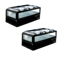 Kit 2 Ilhas Modulares Premium para Congelados 1,85m Linha Suprema Full Glass RF-315 Black Piano Frilux