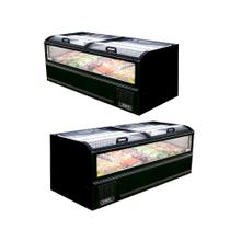 Kit 2 Ilhas Modulares Premium para Congelados 2,10m Linha Suprema Full Glass RF316 Black Piano Frilux