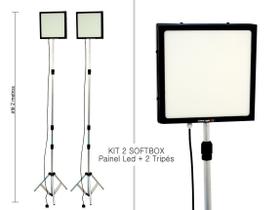 Kit 2 iluminação Softbox led 2 tripé profissional, estúdio completo, youtube, podcast, vendas, foto Kit 2 iluminação Softbox led 2 tripé profissional, estúdio completo, youtube, podcast, vendas, foto