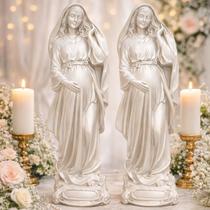 Kit 2 Imagem Nossa Senhora Gravida 21cm Perolado Branco Kit 2 Imagem Nossa Senhora Gravida 21cm Perolado Branco