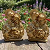 Kit 2 Imagem Sagrada Família Aureola Gesso Perolado Dourado 17cm Kit 2 Imagem Sagrada Família Aureola Gesso Perolado Dourado 17cm