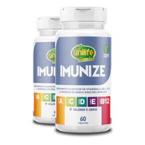 Kit 2 Imunize Vitaminas A, C, D, E, B12 + Selênio e zinco Unilife 60 cápsulas