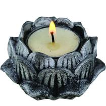 Kit 2 Incensários Tipo Castiçal Flor De Lótus 13053 Prata