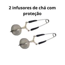 Kit 2 Infusores de chá Inox com Proteção de Temperatura Ervas Peneira Coador