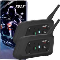 Kit 2 Intercomunicador Ejeas V6 Pro+ Par Fone Bluetooth Moto Capacete Conecta Até 6 800m Bateria 18hs