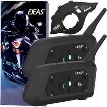 Kit 2 Intercomunicador Ejeas V6 Pro+ Par Fone Bluetooth Moto Capacete + Controle Remoto Guidão EUC