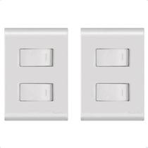 Kit 2 Interruptor Duplo 4x2 Branco Embutir Liz Tramontina