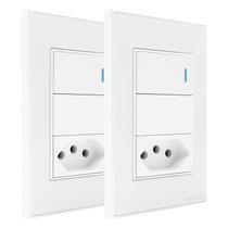 Kit 2 Interruptor Inteligente Zigbee Novadigital 1 Tecla Física Click Com 1 Tomada 20a Tuya Smart Life Alexa Google 110V 220V Bivolt NTZB01W Branco Kit 2 Interruptor Inteligente Zigbee Novadigital 1 Tecla Física Click Com 1 Tomada 20a Tuya Smart Life Alexa Google 110V 220V Bivolt NTZB01W Branco