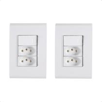 Kit 2 Interruptor Simples + Tomada Dupla 10a Liz Tramontina