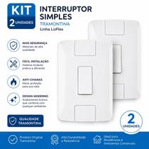 Kit 2 Interruptor Simples Tramontina Aria 4x2 Branco 6A 250V Qualidade e Design Moderno Kit 2 Interruptor Simples Tramontina Aria 4x2 Branco 6A 250V Qualidade e Design Moderno
