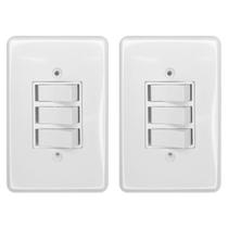 Kit 2 interruptor três tecla simples embutir 4x2 250v 6a Ilumi