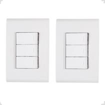 Kit 2 Interruptor Triplo 4x2 Branco Embutir Liz Tramontina